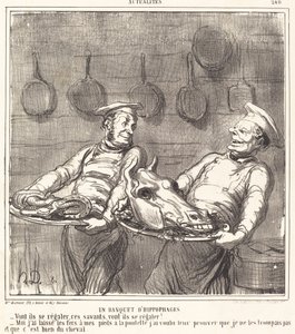 Een banket van hippophagen door Honoré Daumier