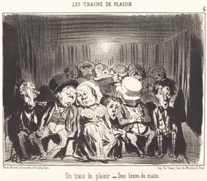 Een plezierige trein door Honoré Daumier