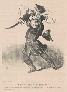 Een burger woedend door de buffelterieën door Honoré Daumier