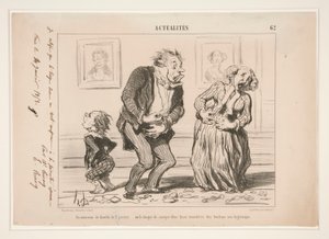 Un interieur de famille le 2 janvier door Honoré Daumier