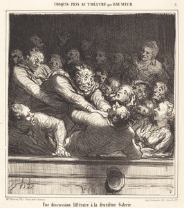 Een literaire discussie in de tweede galerij door Honoré Daumier