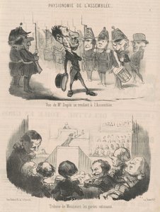 Uitzicht op M. Dupin die naar de vergadering gaat door Honoré Daumier