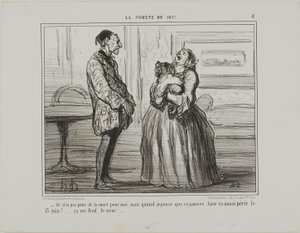 "- Ik ben niet bang voor mezelf, maar als ik denk aan de arme Azor die op 13 juni zal omkomen... breekt het gewoon mijn hart," plaat 8 uit La Cométe De 1857 door Honoré Victorin Daumier