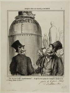 "- Yep... dit is wat ik noem een shplendid job.... en voor maar vijf sous per pond... krijg je echt waar voor je geld!," bord 7 uit Croquis Pris Au Salon par Daumier door Honoré Victorin Daumier