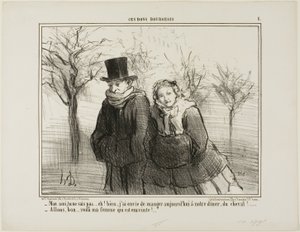 "Weet je schat, je zult het nooit geloven, maar ik denk dat ik graag wat paardenvlees zou willen eten vanavond! - Daar gaan we.... mijn vrouw moet zwanger zijn!," plaat 1 uit Ces Bons Bourgeois