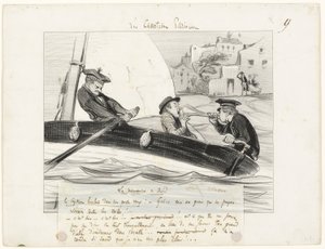 Een bootmanoeuvre, plaat negen uit Les Canotiers Parisiens