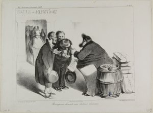 Een eerlijke beloning voor plichtsgetrouwe kiezers, plaat 404 door Honoré Victorin Daumier