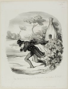 A Gentleman Who Wanted to Study the Habits of Bees too Closely, plaat 6 uit Pastorales door Honoré Victorin Daumier