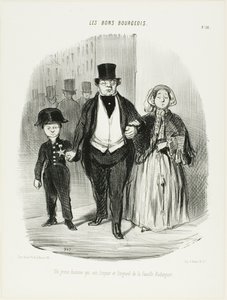 Een jonge man die de trots en de hoop is van de familie Badinguet, plaat 16 uit Les Bons Bourgeois door Honoré Victorin Daumier