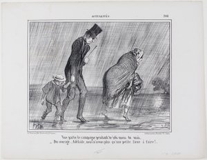 Een uitstapje naar het platteland tijdens de mooie maand mei. "Moed... Adelaïde het is gewoon nog een competitie te gaan," bord 308 van Actualités door Honoré Victorin Daumier