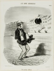Een ongemakkelijke situatie, plaat 52 uit Les Bons Bourgeois door Honoré Victorin Daumier