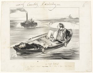 Een onaangename ontmoeting, plaat zestien uit Les Canotiers Parisiens door Honoré Victorin Daumier