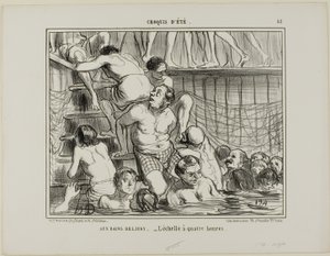 In de baden van Deligny. - De ladder om 16.00 uur, plaat 33 uit Croquis D