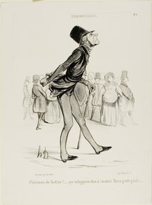 Verdomde laarzen! Dat zal me leren kleinere stappen te nemen..." plaat 6 van Coquetterie door Honoré Victorin Daumier