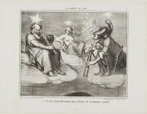 Zelfs de planeten kijken met interesse naar de aankomst van de beroemde komeet, plaat 9 uit La Cométe De 1857 door Honoré Victorin Daumier