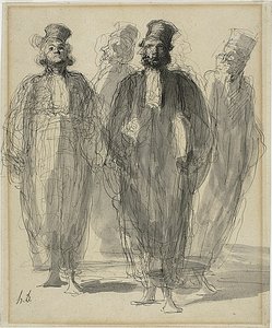 Vier advocaten door Honoré Victorin Daumier