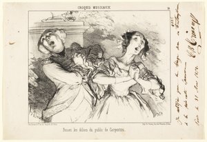 De geneugten van Carpentras aan het publiek laten zien, plaat 16 van Croquis Musicaux door Honoré Victorin Daumier