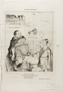 Marius in Carthago. Soldaat, zeg tegen de senaat dat ik in mijn nobele armoede een ruïne als stoel heb genomen En als ik in Sylla was, zou ik hier niet zitten. (Woordspeling toegeschreven aan M. Cousin), plaat 35 uit Histoire Ancienne door Honoré Victorin Daumier