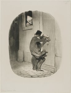 Past Midnight, plaat 19 van Locataires et Propriétaires door Honoré Victorin Daumier