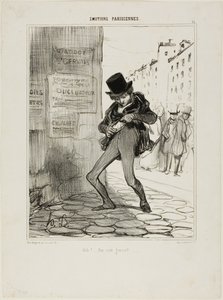Beroofd! Empty-Pocket Street..., plaat 13 van Émotions Parisiens door Honoré Victorin Daumier