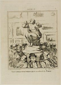 Het ongenoegen van een sculptuur geplaatst in het midden van een tentoonstelling van schilderijen, plaat 5 uit Salon De 1857