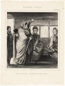 De buslijn Madeleine-Bastille. Een kleinigheid, een niets... en de bus is vol door Honoré Victorin Daumier
