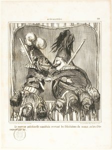 De nieuwe Napolitaanse hansworst. De felicitaties van de DEVIL ontvangen in plaats van door hem te worden weggevoerd, plaat 229 van Actualités door Honoré Victorin Daumier