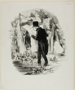 This is Where the Lecture of the Constitutionnel Might Take You, plaat 8 uit Pastorales door Honoré Victorin Daumier