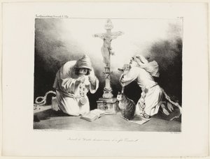 Toen de duivel oud werd, werd hij een kluizenaar, plaat 476 door Honoré Victorin Daumier