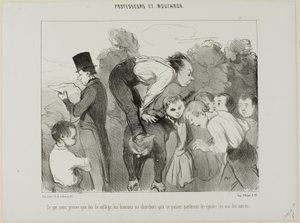 Wat maar weer bewijst dat de mens al sinds de middelbare school op de schouders van zijn verwanten steunt om vooruit te komen in het leven, plaat 30 uit Professeurs Et Moutards door Honoré Victorin Daumier