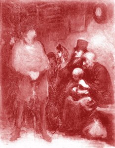Een wachtkamer, Tentoonstelling Daumier in Galerie Durand-Ruel in 1878 door Honoré Daumier