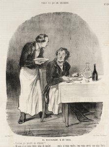 In het restaurant voor 32 sous door Honoré Daumier