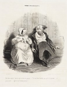 Zeg eens, liefje! Denk je dat het een jongen wordt? door Honoré Daumier