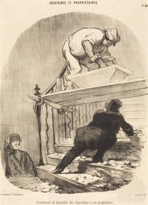 Het ongemak van reparaties vragen... door Honoré Daumier