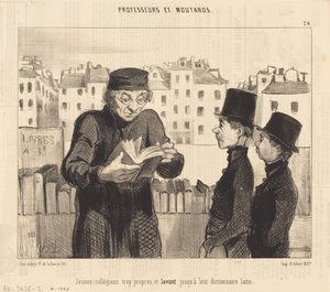 Jonge Studenten... wassen zelfs hun Latijnse woordenboek door Honoré Daumier
