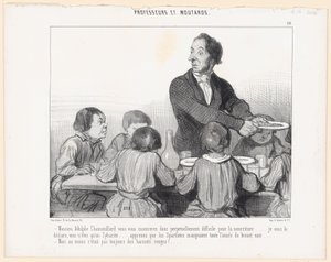 Mijnheer Adolphe Chamouillard, u zult zich dus voortdurend kieskeurig tonen wat eten betreft ... ik verklaar u, u bent slechts een sybariet ... leer dat de Spartanen het hele jaar zwarte soep aten ... - Maar ten minste was het door Honoré Daumier