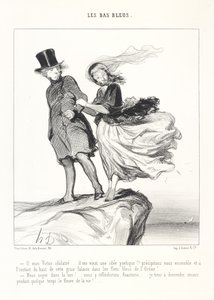 O, mijn aanbeden Victor ... Ik krijg een poëtisch idee!! Laten we ons samen en meteen van deze grijze klif in de blauwe golven van de Oceaan storten! ... Ons verdrinken in de zee! ... We zullen erover nadenken, Anastasie, ... ik sta erop nog verder af te door Honoré Daumier