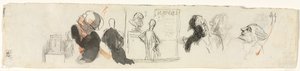 Schetsen van Verschillende Figuren (verso) door Honoré Daumier