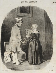 Kijk, mijn vrouw, daar is mijn portret bij de daguerreotypist... door Honoré Daumier