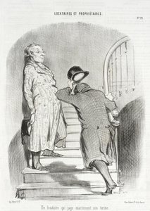 Een huurder die zijn huur stipt betaalt door Honoré Daumier