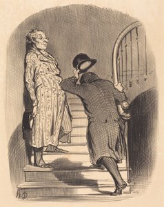 Een huurder die zijn huur stipt betaalt door Honoré Daumier
