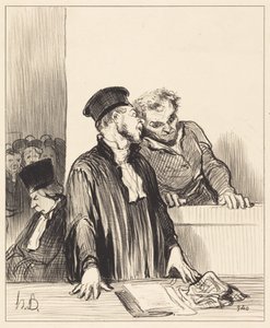 Hier is het Openbaar Ministerie dat u een aantal... onaangename... dingen vertelt... door Honoré Daumier