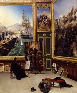 Broeder Philippe kopieert het portret van de Markies de Fontanes in het Versailles Museum