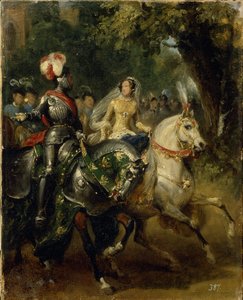 Cavalcade, ca. 1842 door Emile Jean Horace Vernet