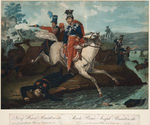 Dood van Prins Józef Poniatowski in de Slag bij Leipzig, 1820 door Emile Jean Horace Vernet