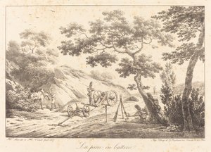 Het stuk in batterij door Emile Jean Horace Vernet