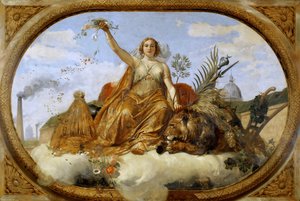 Vredesplafondschildering, Salle des Pas perdus door Emile Jean Horace Vernet