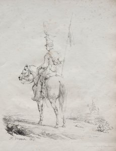 Receuil dessais lithographiques: Le Lancier en Vedette, 1816 door Emile Jean Horace Vernet