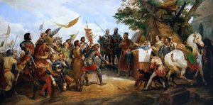 De Slag bij Bouvines op 27 juli 1214 door Emile Jean Horace Vernet