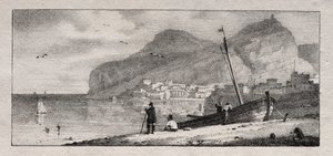 Zicht op een Zeehaven door Emile Jean Horace Vernet